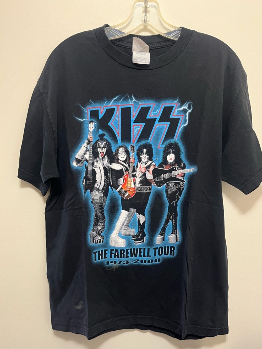Kiss Black Graphic Tee with Blue & Red Tour Art